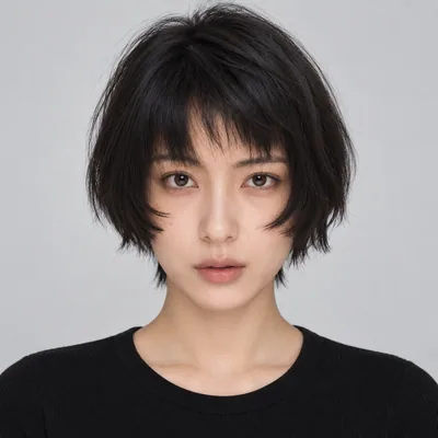 眉上刘海自然黑耳下鲻鱼头