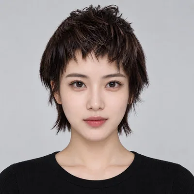 碎刘海深棕蓬松纹理短发